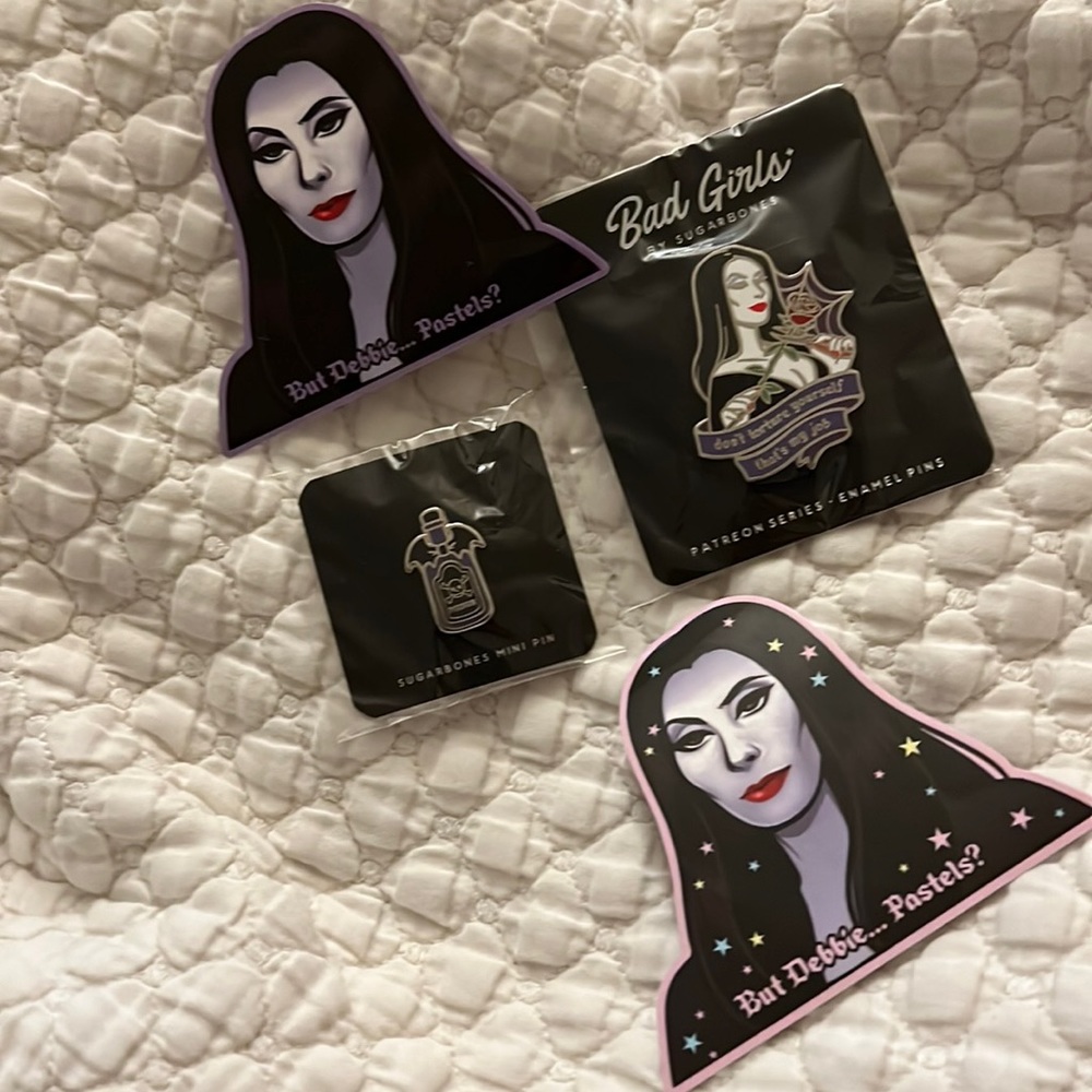 Morticia Addams Sugarbones Enamel Pin Set